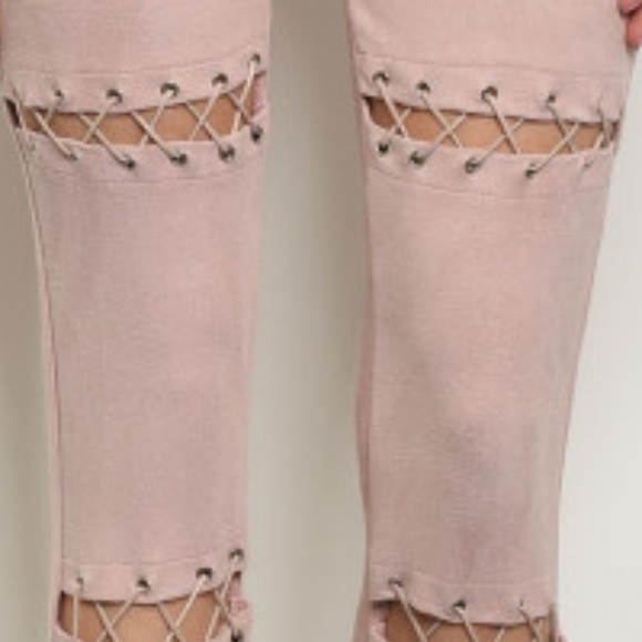 BLUSH LACE UP PANTS - Picture 3 of 3